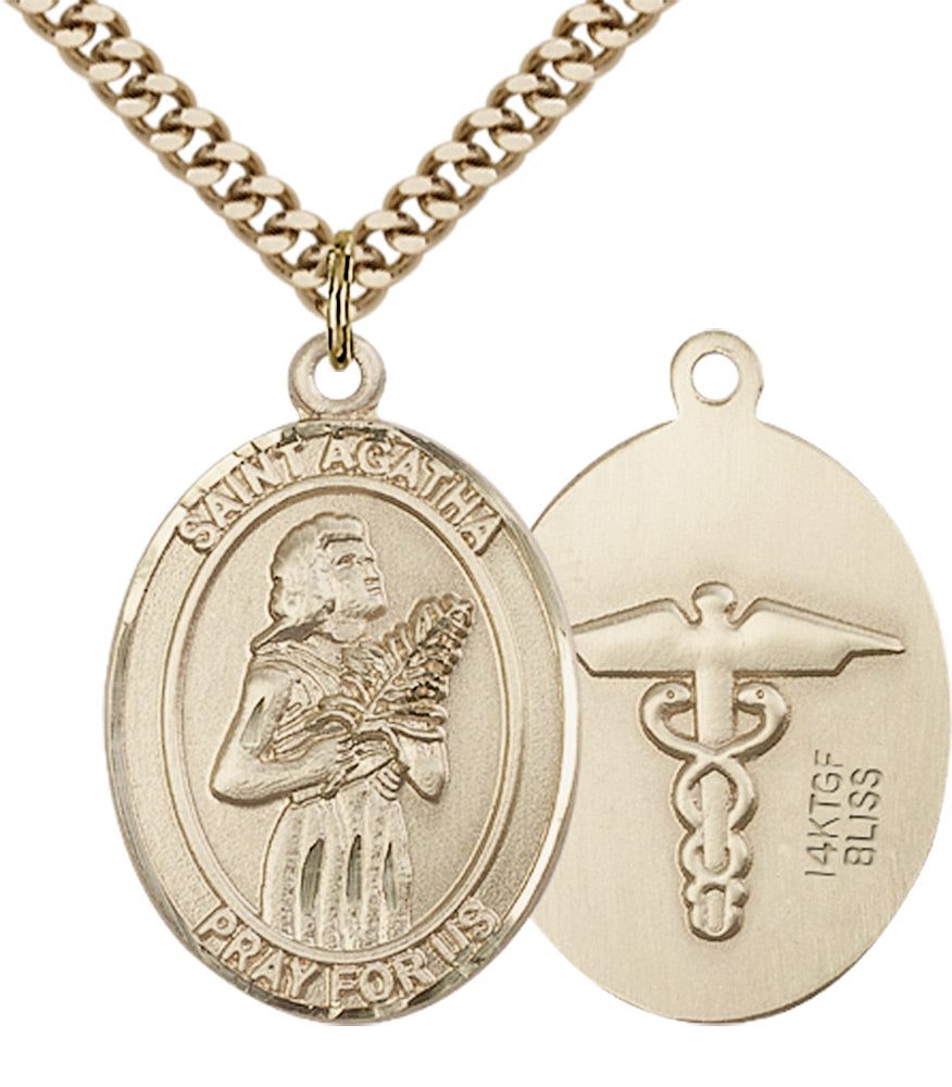 Saint Agatha Nurse Pendant - 24" Chain Necklace