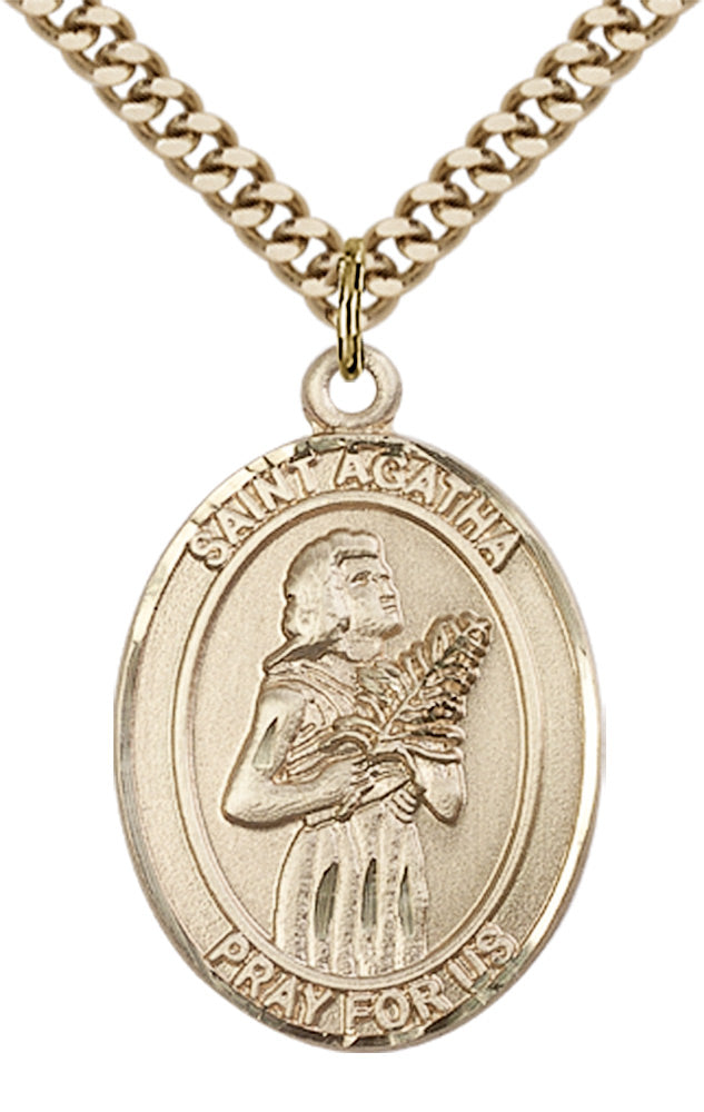 Saint Agatha Pendant - 24" Chain Necklace