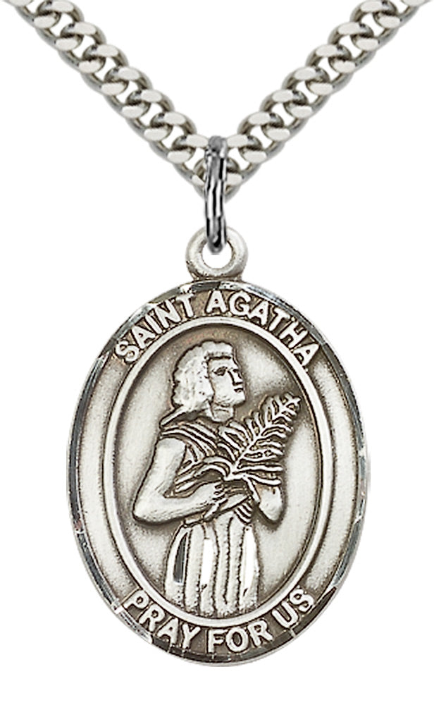Saint Agatha Pendant - 24" Chain Necklace