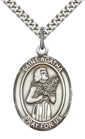 Saint Agatha Pendant - 24" Chain Necklace