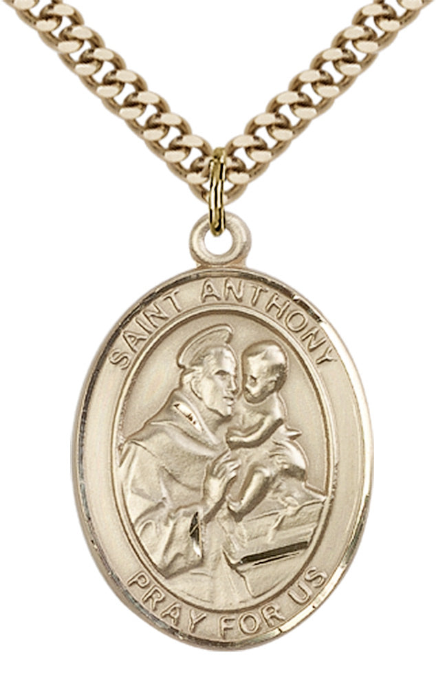 Saint Anthony of Padua Pendant - 24" Chain Necklace
