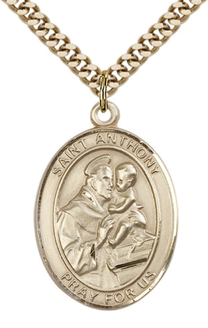 Saint Anthony of Padua Pendant - 24" Chain Necklace
