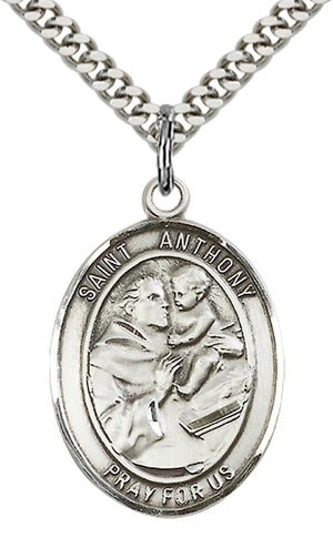 Saint Anthony of Padua Pendant - 24" Chain Necklace