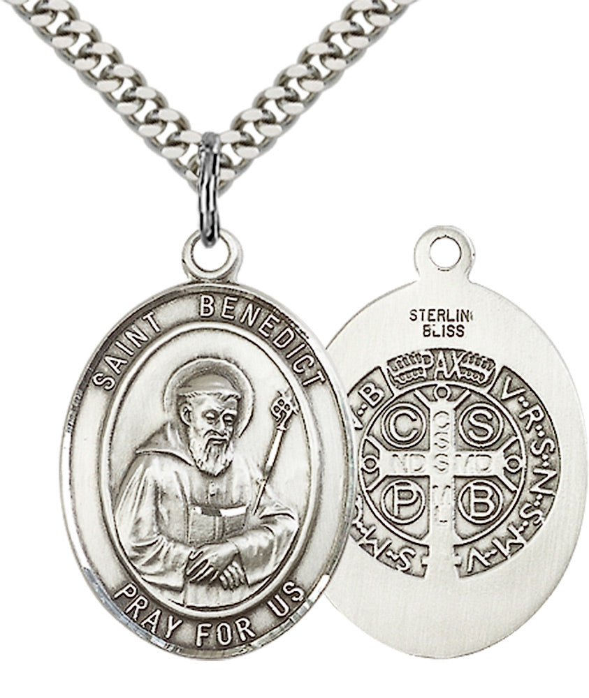Saint Benedict Pendant - 24" Chain Necklace