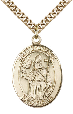 Saint Boniface Pendant - 24" Chain Necklace