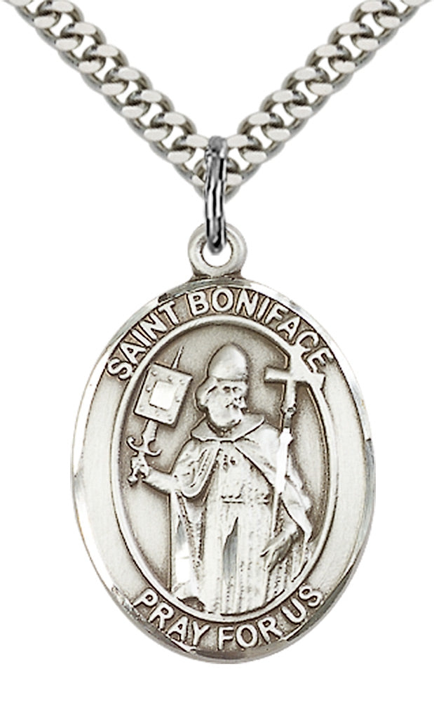 Saint Boniface Pendant - 24" Chain Necklace