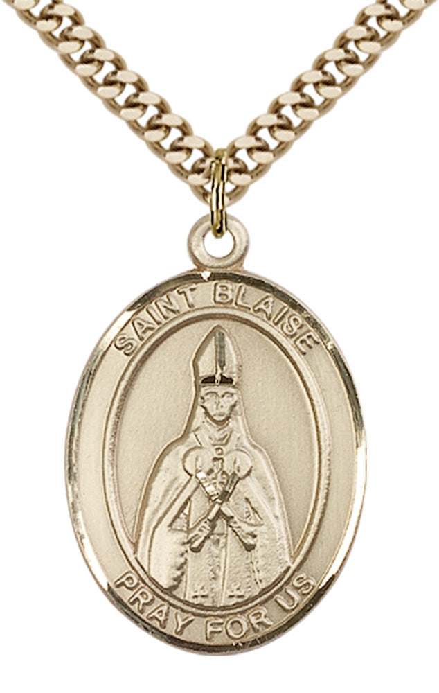 Saint Blaise Pendant - 24" Chain Necklace