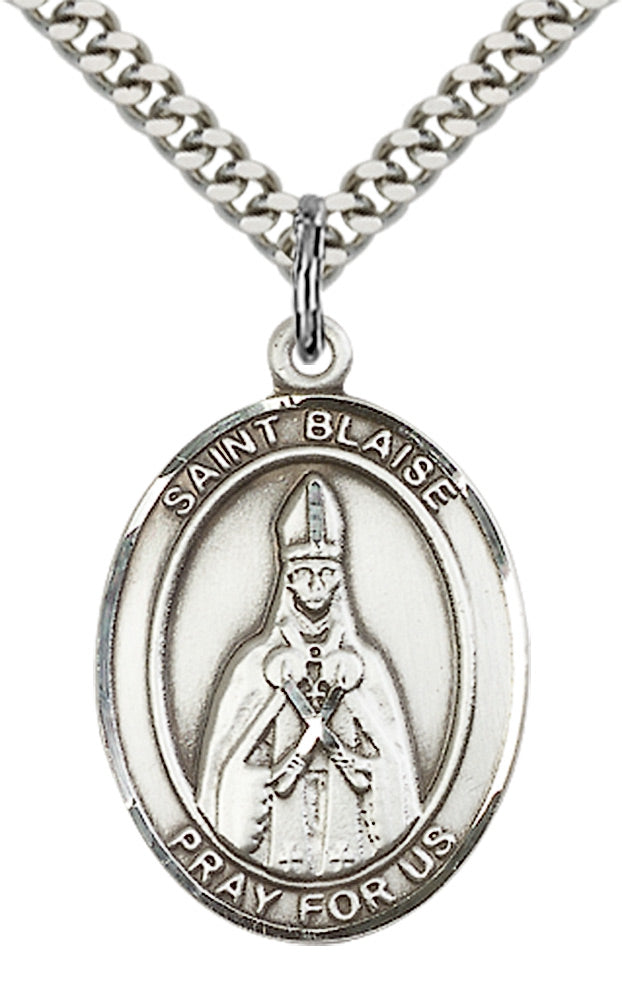 Saint Blaise Pendant - 24" Chain Necklace