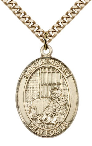 Saint Benjamin Pendant - 24" Chain Necklace