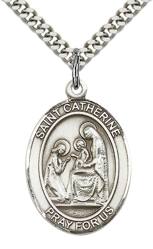 Saint Catherine of Siena Pendant - 24" Chain Necklace