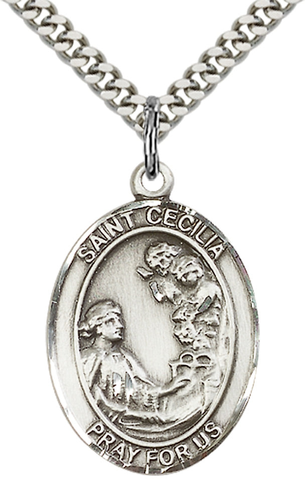 Saint Cecilia Pendant - 24" Chain Necklace