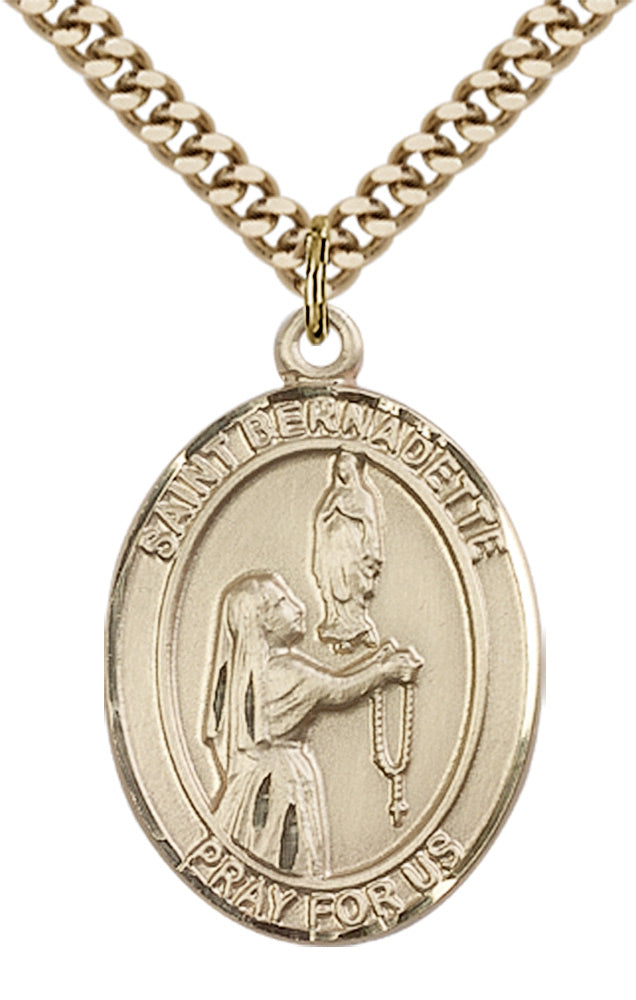 Saint Bernadette Pendant - 24" Chain Necklace