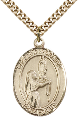 Saint Bernadette Pendant - 24" Chain Necklace