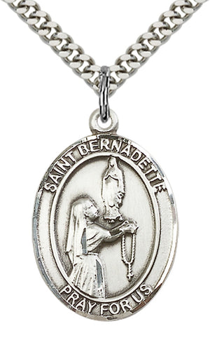 Saint Bernadette Pendant - 24" Chain Necklace