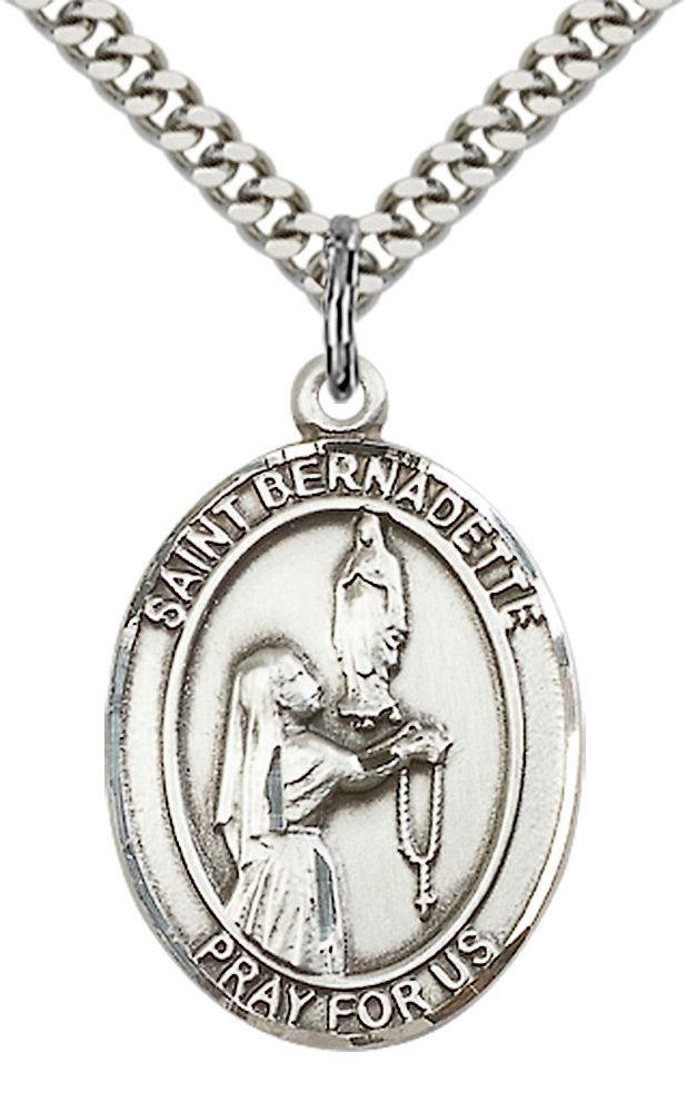 Saint Bernadette Pendant - 24" Chain Necklace