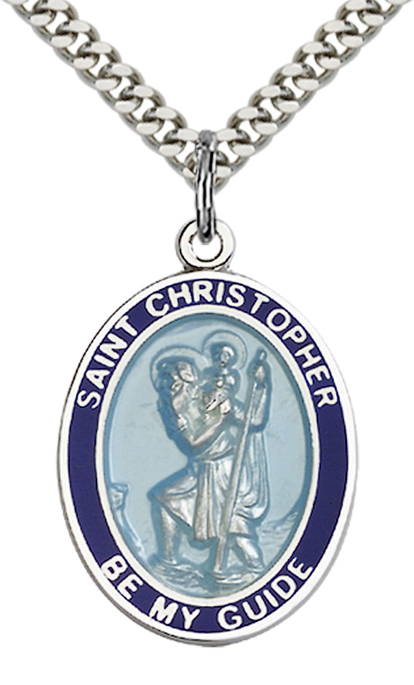 Saint Christopher Pendant - 24" Chain Necklace