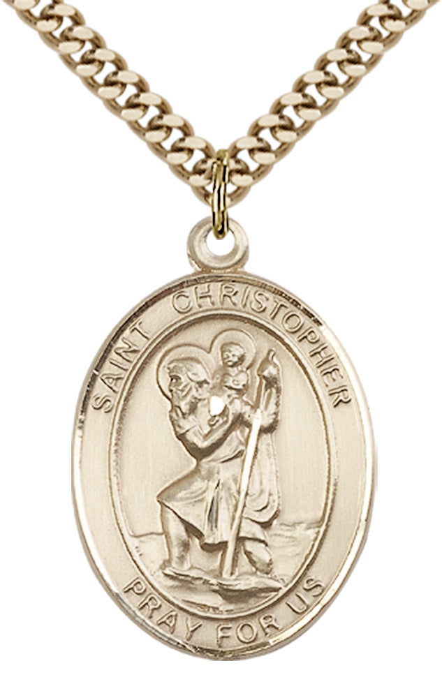 Saint Christopher Pendant - 24" Chain Necklace