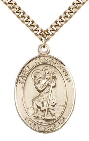 Saint Christopher Pendant - 24" Chain Necklace