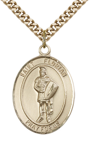 Saint Florian Pendant - 24" Chain Necklace