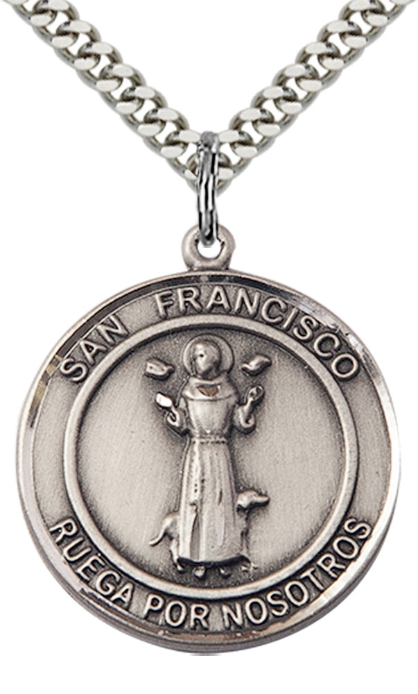San Francis of Assisi Pendant - 24" Chain Necklace