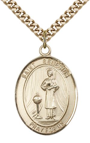 Saint Genesius of Rome Pendant - 24" Chain Necklace