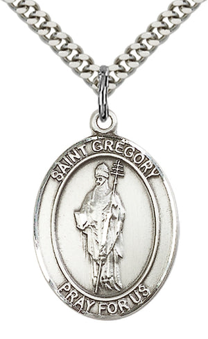 Saint Gregory the Great Pendant - 24" Chain Necklace