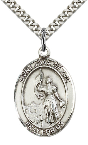 Saint Joan of Arc Pendant - 24" Chain Necklace