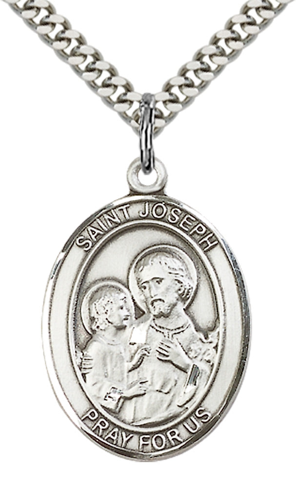 Saint Joseph Pendant - 24" Chain Necklace