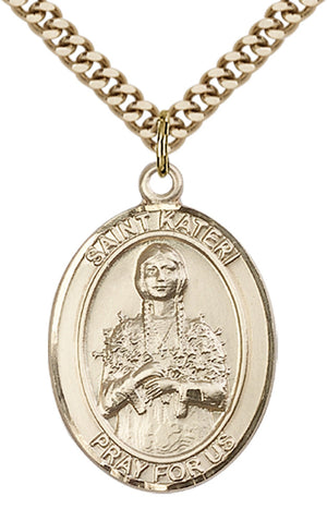 Saint Kateri Tekakwitha Pendant - 24" Chain Necklace