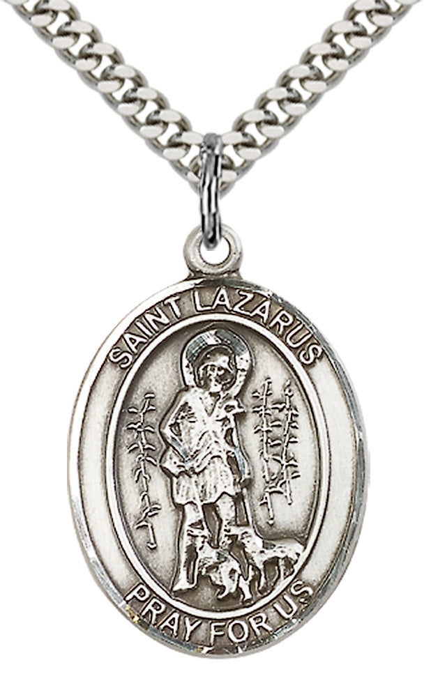 Saint Lazarus Pendant - 24" Chain Necklace