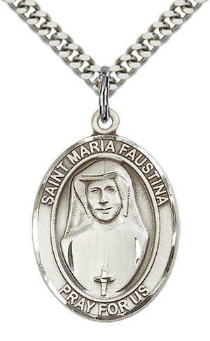 Saint Maria Faustina Pendant - 24" Chain Necklace