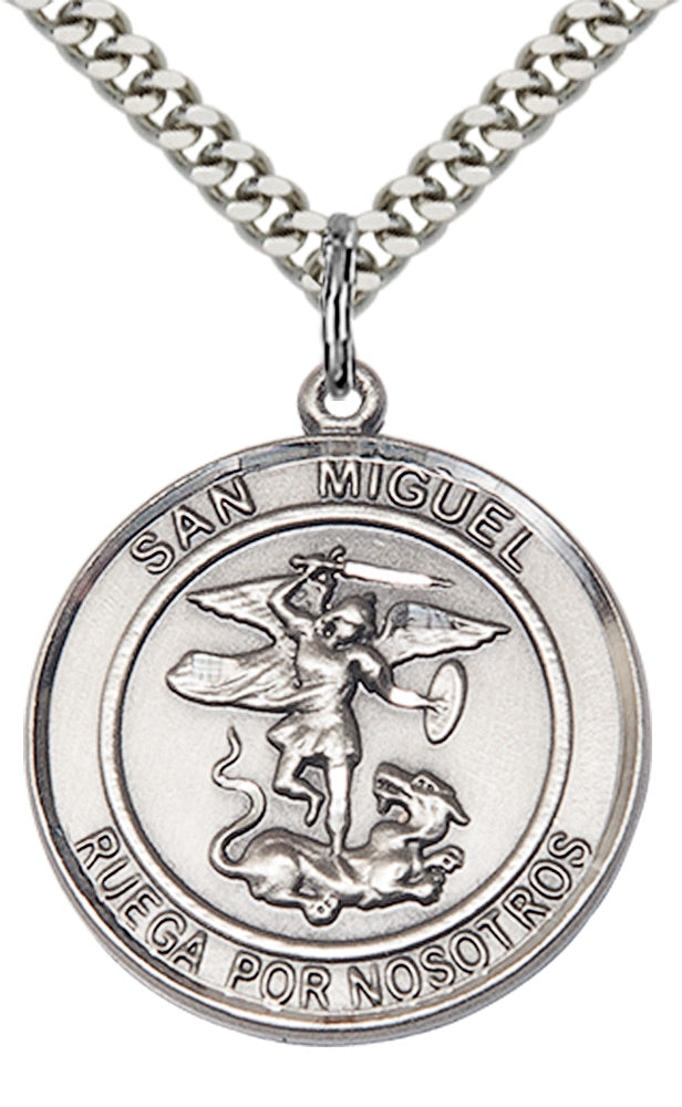 San Miguel Arcangel Pendant - 24" Chain Necklace