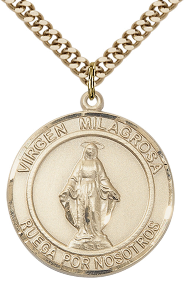Virgen Milagrosa Pendant - 24" Chain Necklace