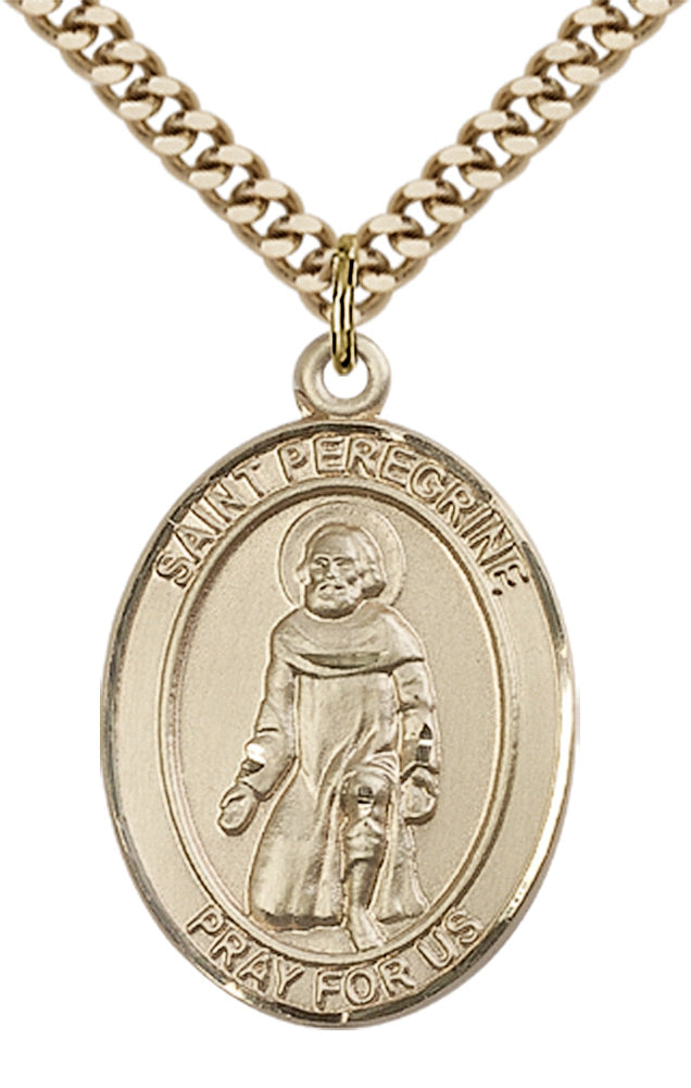 Saint Peregrine Laziosi Pendant - 24" Chain Necklace