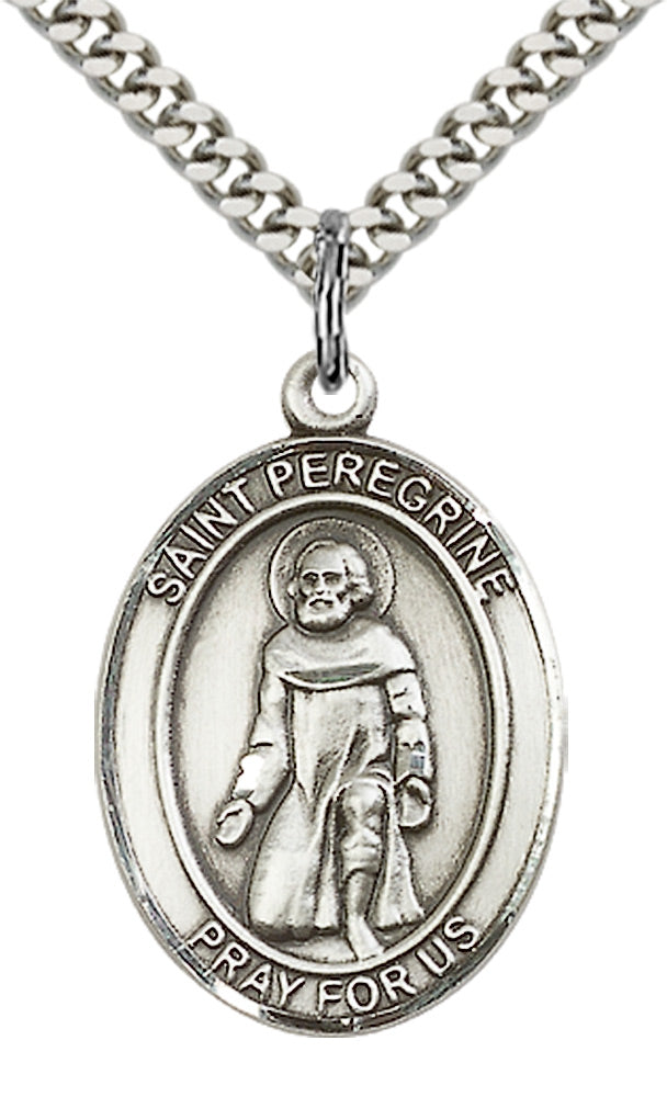 Saint Peregrine Laziosi Pendant - 24" Chain Necklace