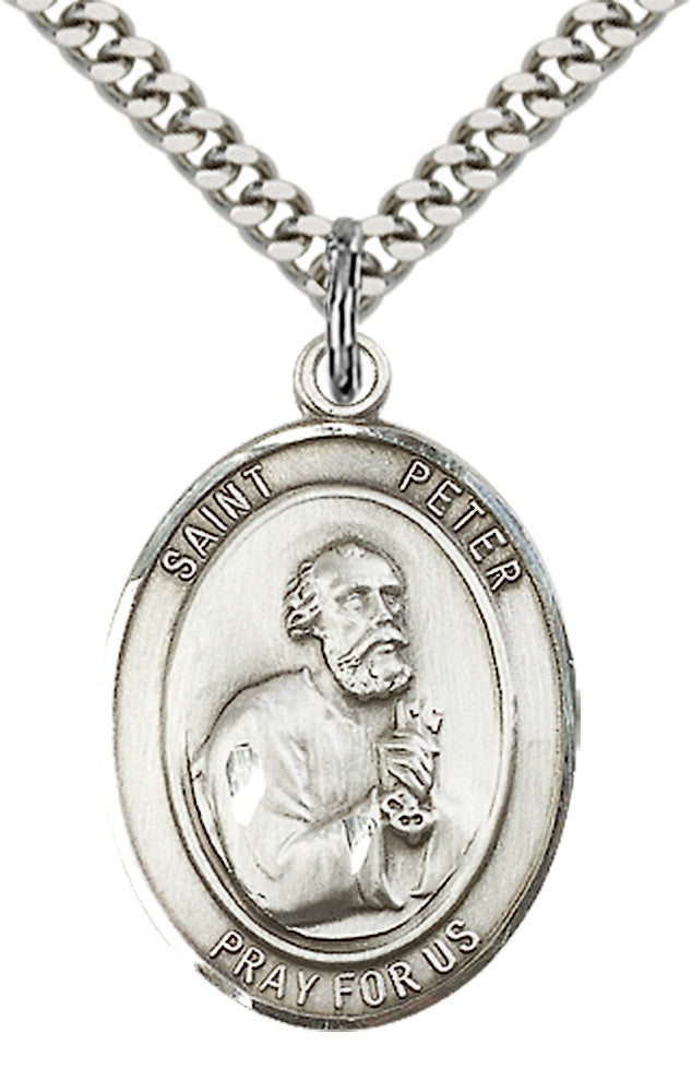 Saint Peter the Apostle Pendant - 24" Chain Necklace