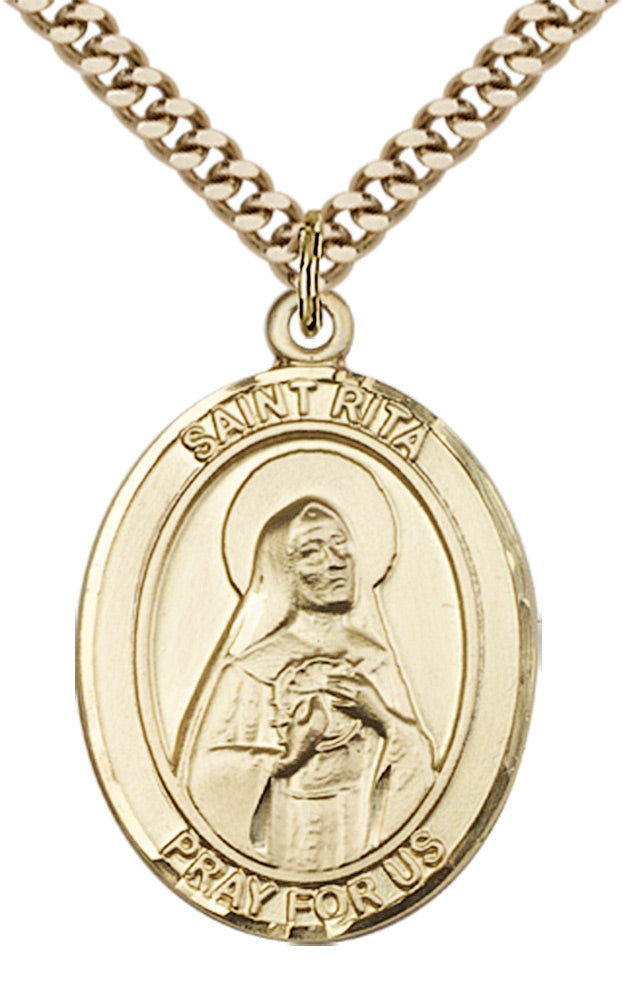 Saint Rita of Cascia Pendant - 24" Chain Necklace