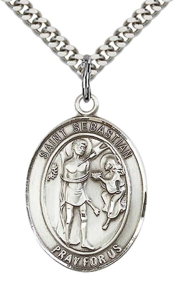 Saint Sebastian Pendant - 24" Chain Necklace