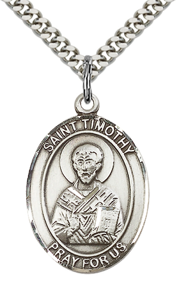 Saint Timothy Pendant - 24" Chain Necklace