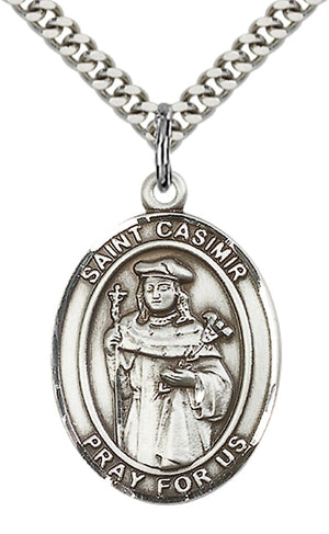 Saint Casimir of Poland Pendant - 24" Chain Necklace