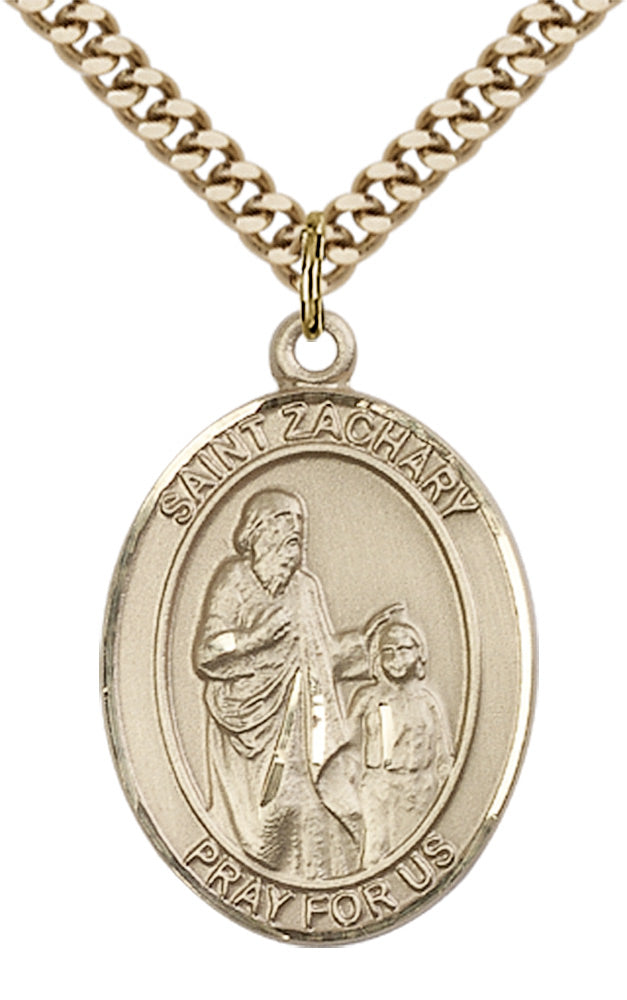 Saint Zachary Pendant - 24" Chain Necklace