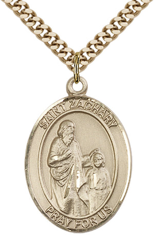 Saint Zachary Pendant - 24" Chain Necklace