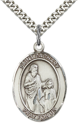 Saint Zachary Pendant - 24" Chain Necklace