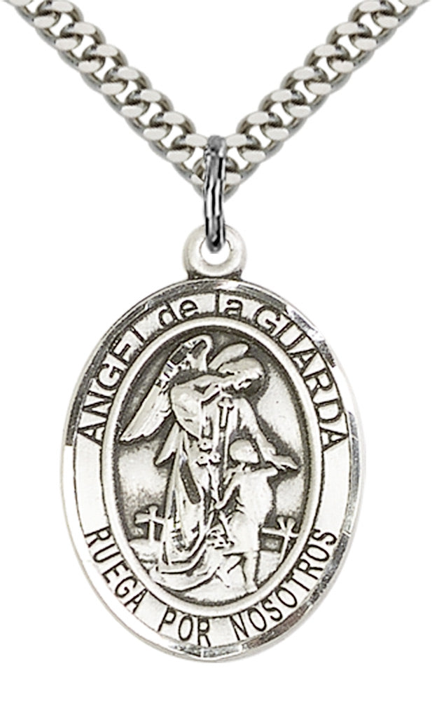 Angel de la Guarda Pendant - 24" Chain Necklace