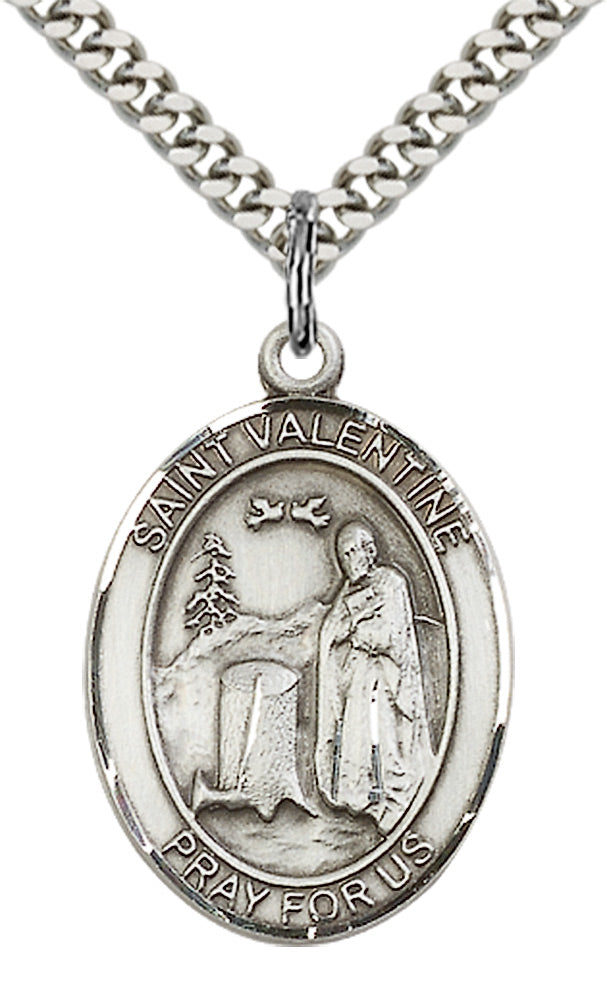 Saint Valentine of Rome Pendant - 24" Chain Necklace