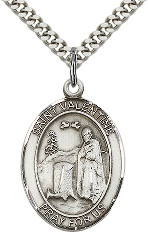 Saint Valentine of Rome Pendant - 24" Chain Necklace