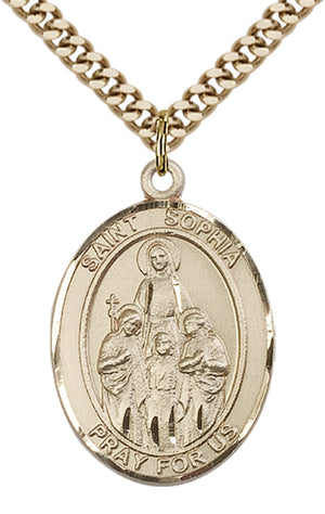 Saint Sophia Pendant - 24" Chain Necklace