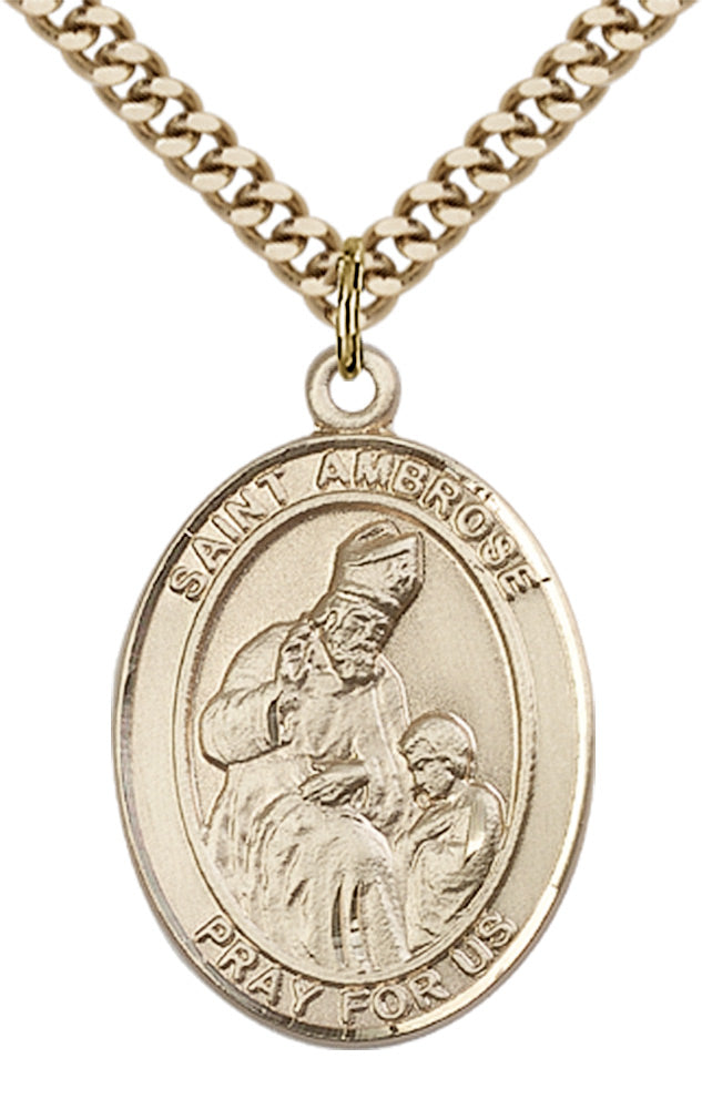 Saint Ambrose Pendant - 24" Chain Necklace