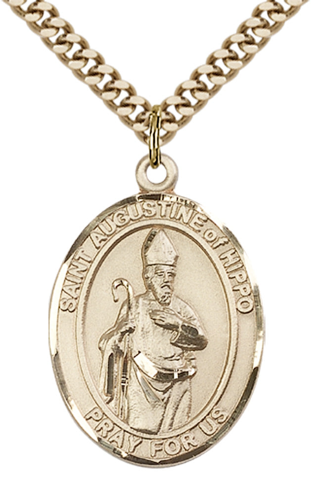 Saint Augustine of Hippo Pendant - 24" Chain Necklace