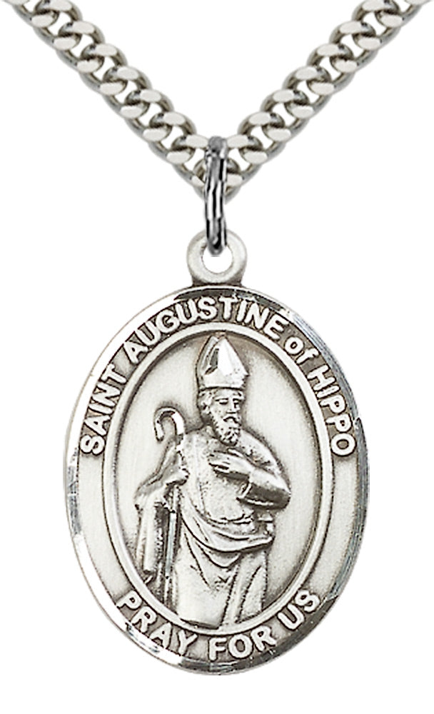 Saint Augustine of Hippo Pendant - 24" Chain Necklace